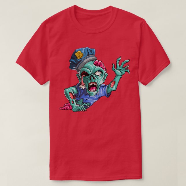 Zombie Police Funny Halloween Horror Scary 6942 T Shirt (Design framsida)
