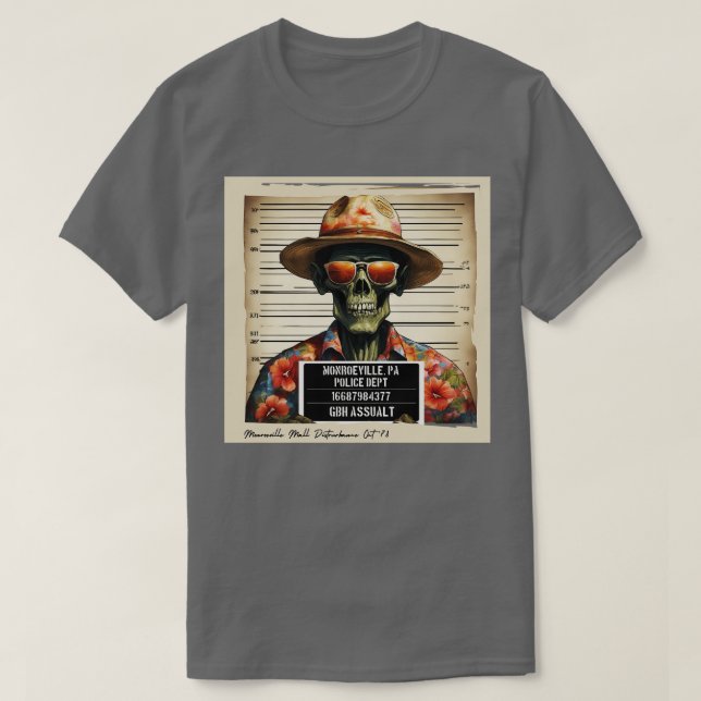 Zombie Police Mugshot arresterade dödläget T Shirt (Design framsida)