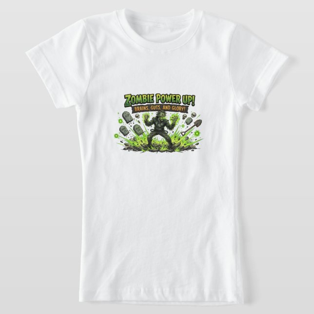 Zombie Power Up Gamer Grafik T Shirt (Laydown)
