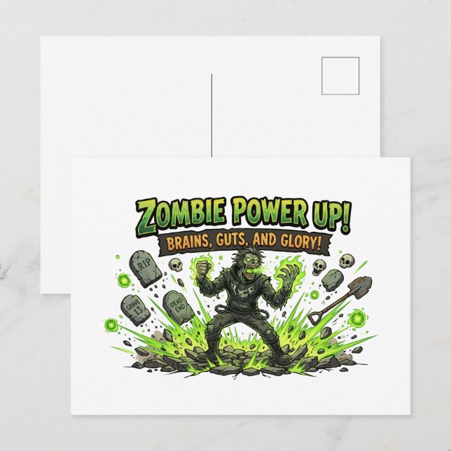 Zombie Power Up Gamer-grafik Vykort (Fram/baksida)
