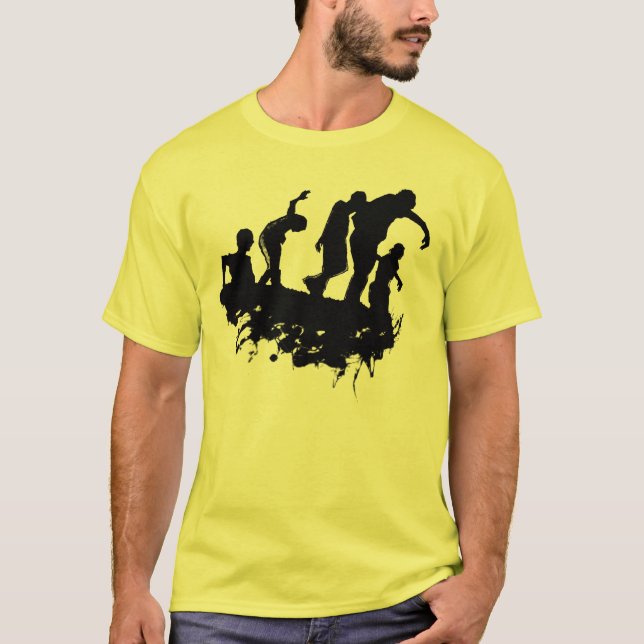 Zombie Procession Silhouette T Shirt (Framsida)