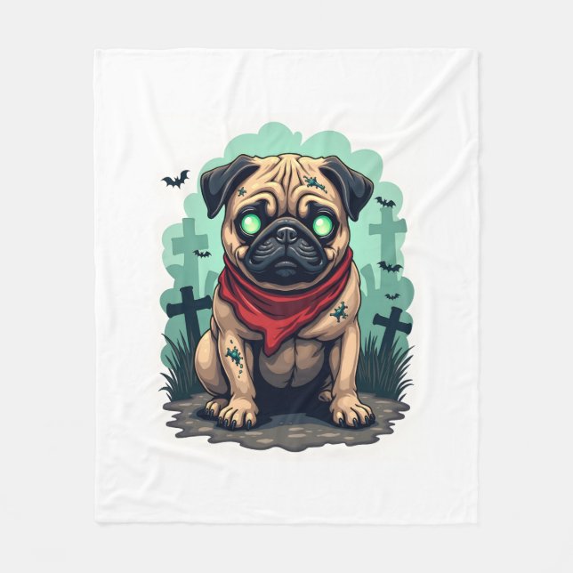 Zombie Pug Parad Fleecefilt (Framsidan)