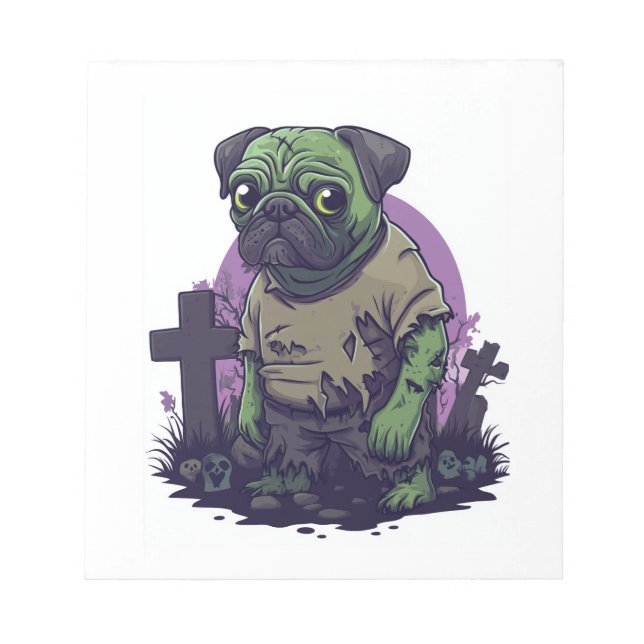 Zombie Pug � Undead Funny Halloween Dog Anteckningsblock (Framsida)