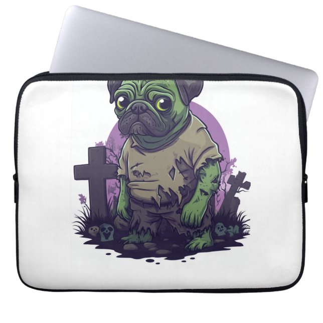 Zombie Pug � Undead Funny Halloween Dog Laptop Fodral (Framsidan)