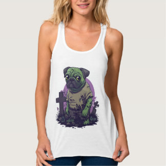 Zombie Pug � Undead Funny Halloween Dog Linne Med Racerback