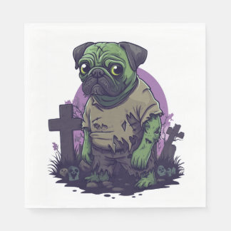 Zombie Pug � Undead Funny Halloween Dog Pappersservett