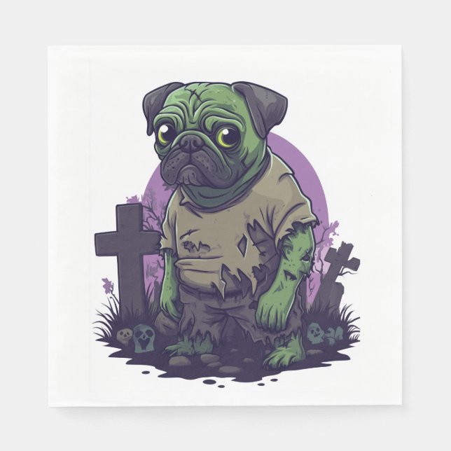 Zombie Pug � Undead Funny Halloween Dog Pappersservett (Framsidan)