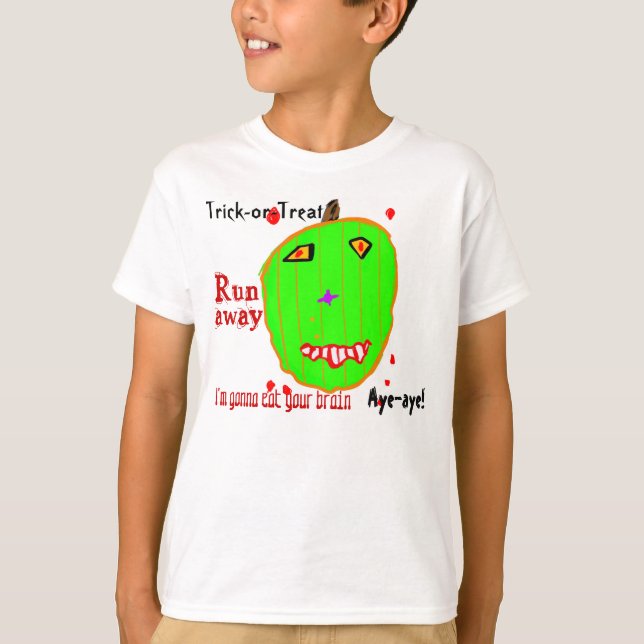 Zombie Pumpkin Bus eller godis T-shirt (Framsida)