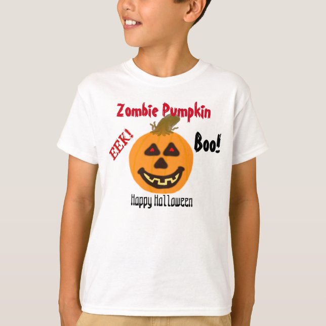 Zombie Pumpkin Halloween Boo T-shirt (Framsida)