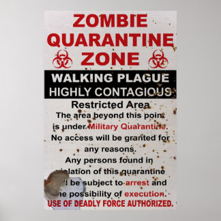 Zombie Quarantine militärt tecken Poster