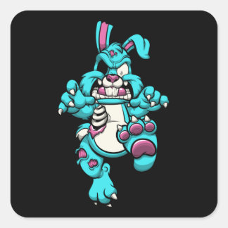 Zombie Rabbit Halloween Cartoons Character Fyrkantigt Klistermärke