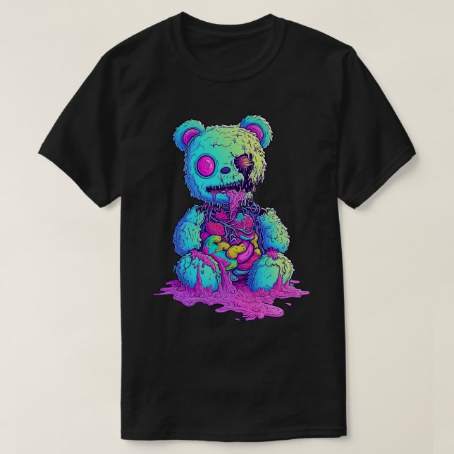 Zombie Rainbow Bear T Shirt (Design framsida)