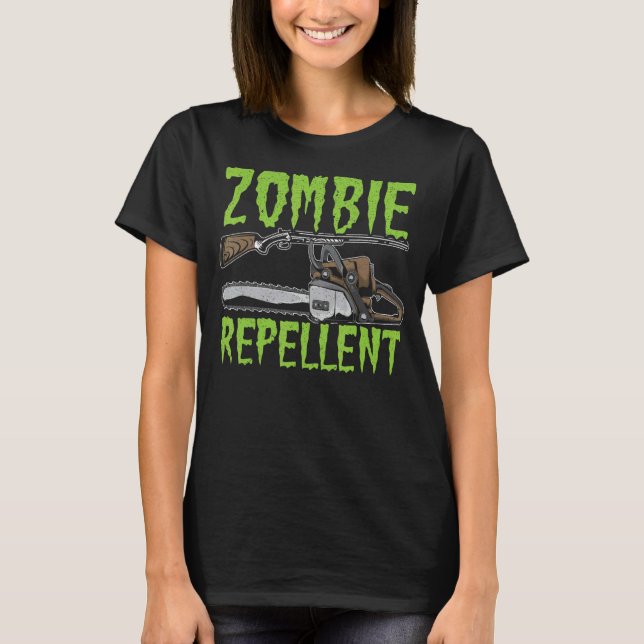 Zombie Repellent Happy halloween Trick eller behan T Shirt (Framsida)