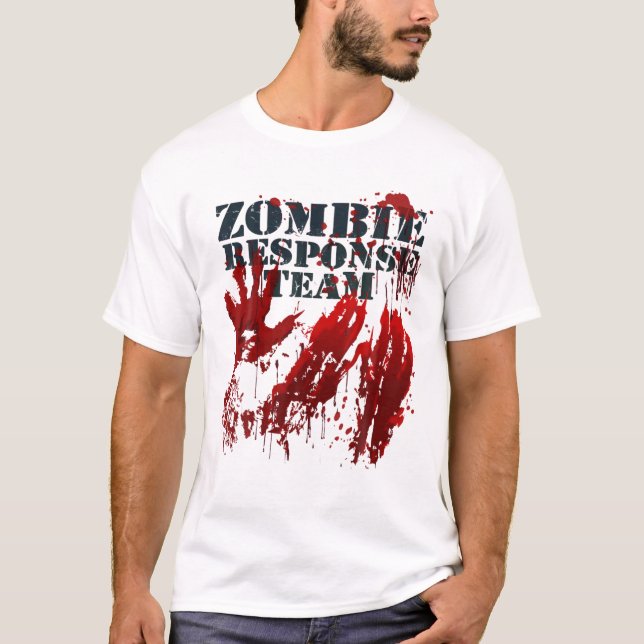 Zombie Response Team Blood Splatter Händer Bloody  T Shirt (Framsida)