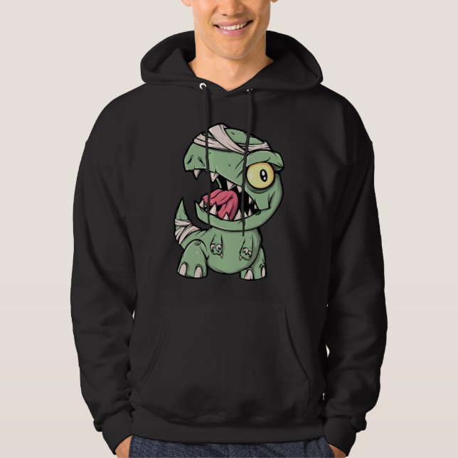 Zombie Rex Dinosaur För Pojkar Mummy Halloween Hoodie (Framsida)