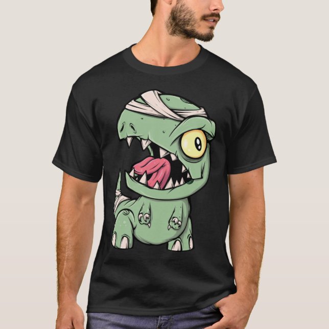 Zombie Rex Dinosaur För Pojkar Mummy Halloween T Shirt (Framsida)