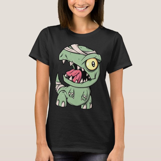 Zombie Rex Dinosaur För Pojkar Mummy Halloween T Shirt (Framsida)