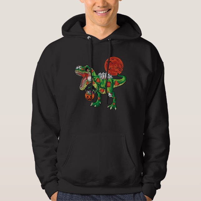Zombie rex dinosaur skelett Halloween kostym för b Hoodie (Framsida)