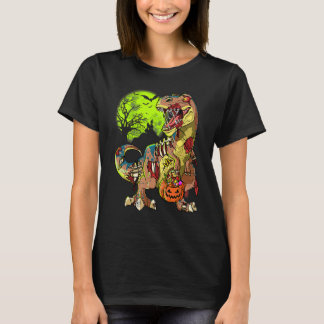 Zombie Rex Halloween Pojkar Barn Pumpa Dinosaurie T Shirt