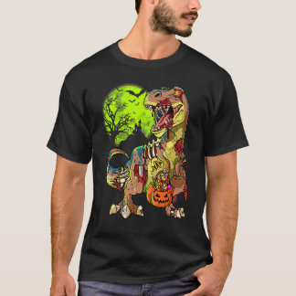 Zombie Rex Halloween Pojkar Barn Pumpa Dinosaurie T Shirt