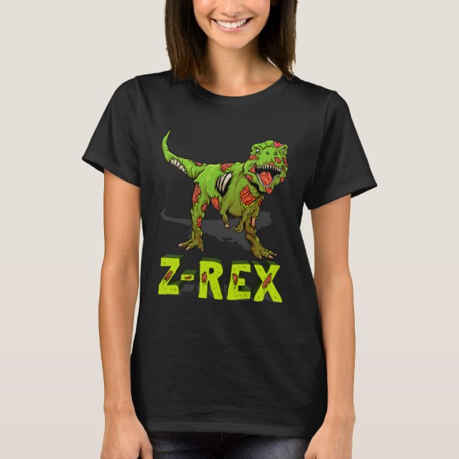 Zombie Rex Zombiesaurus Z Rex Halloween Kostym Bo T Shirt (Framsida)