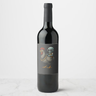 Zombie Rider Chicken - Crazy Coffee Mugg Vinflaska Etikett