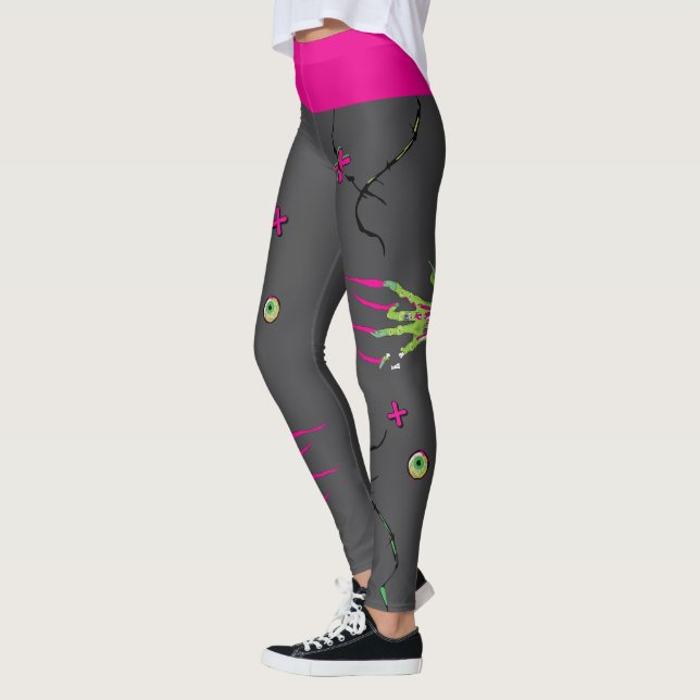 Zombie Rippin’ Eyeball Poppin’ Funky Cute Roligt Leggings (Vänster)