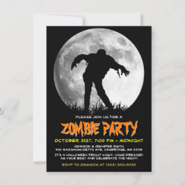 Zombie Rises Apocalypse Party Full Moon Halloween Inbjudningar