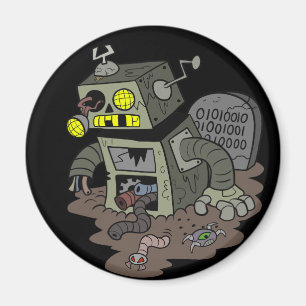Zombie Robot Button Magnet