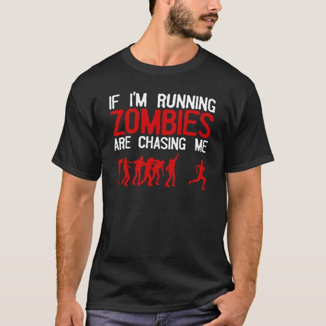 Zombie Running Design För manar Women Halloween Fu T Shirt (Framsida)