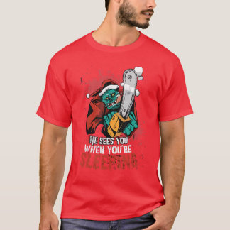 Zombie Santa Chainsaw Horror Movie Lover Gift boy T Shirt
