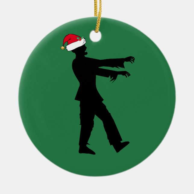 Zombie Santa Funny jul Julgransprydnad Keramik (Framsidan)