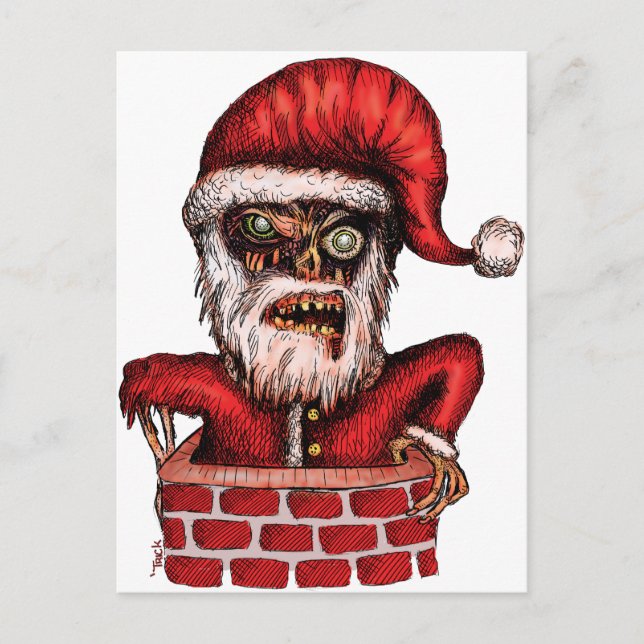 Zombie Santa Helg Vykort (Framsida)
