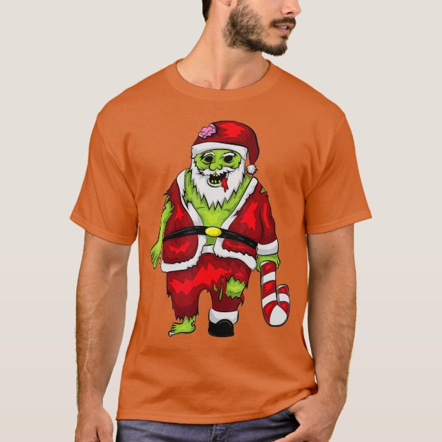 Zombie Santa I Julafton Halloween Monster Odöda T Shirt (Framsida)