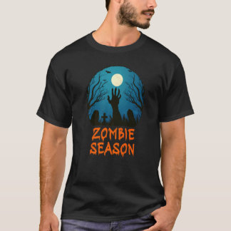 Zombie-säsong månljust kyrkogård läskiga barn poj t shirt