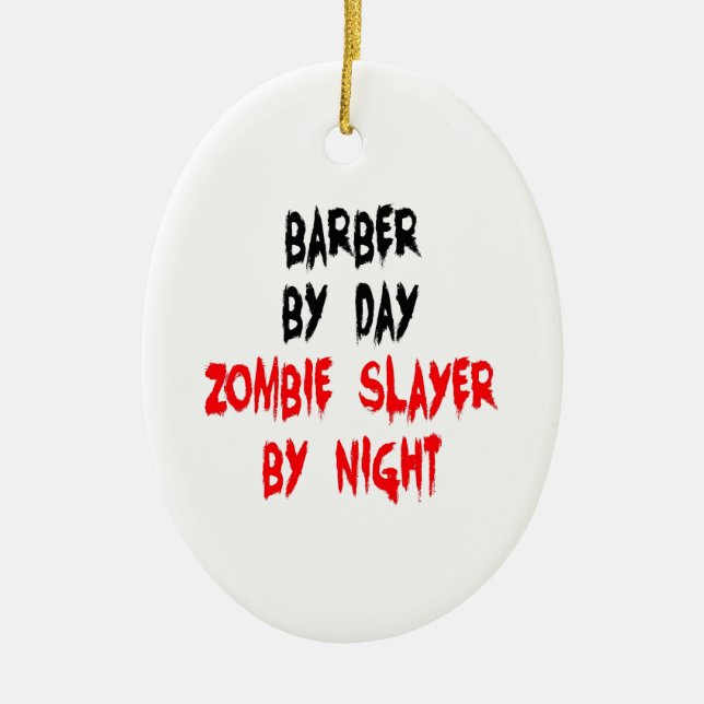 Zombie Sayer Barber Julgransprydnad Keramik (Framsidan)