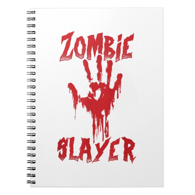 Zombie Sayer Bloody Hand Hunting Zombies Hallowee Anteckningsbok (Framsidan)