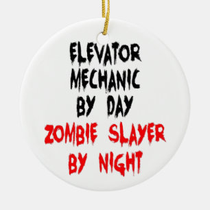 Zombie Sayer Elevator Mechanic Julgransprydnad Keramik