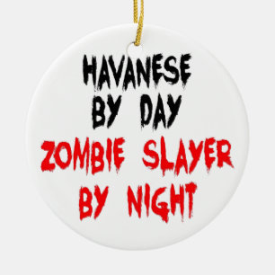 Zombie Sayer Havanese Hund Julgransprydnad Keramik