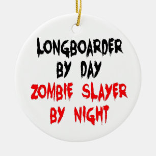 Zombie Sayer Longboarder Julgransprydnad Keramik