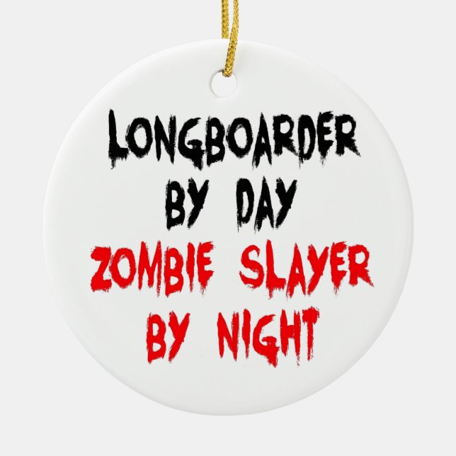 Zombie Sayer Longboarder Julgransprydnad Keramik (Framsidan)