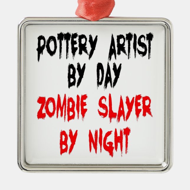 Zombie Sayer Pottery Artist Julgransprydnad Metall (Framsidan)