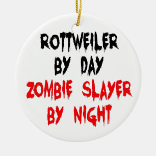 Zombie Sayer Rottweiler Hund Julgransprydnad Keramik