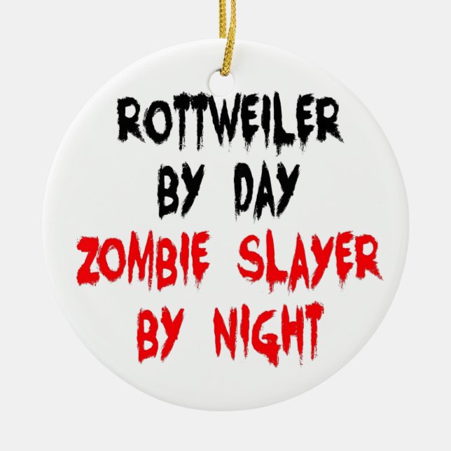 Zombie Sayer Rottweiler Hund Julgransprydnad Keramik (Framsidan)