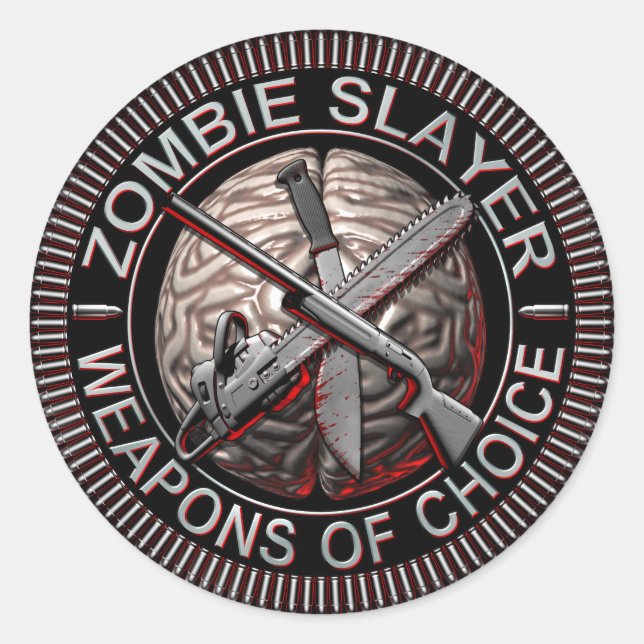 Zombie Sayer Stickers Runt Klistermärke (Framsida)