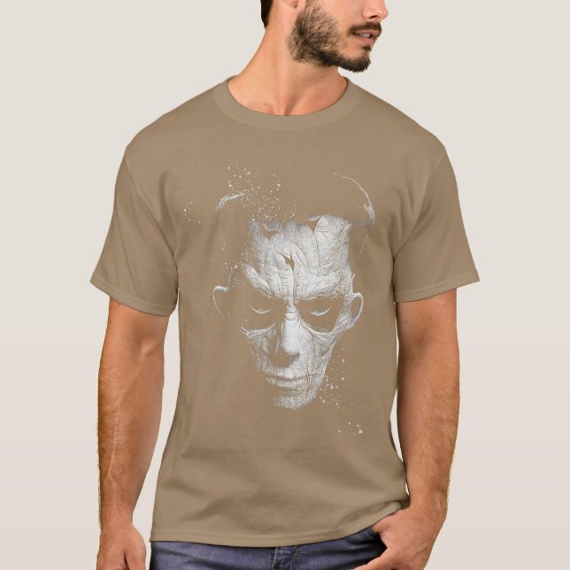 Zombie Scary Hieroglyphic Face Undead Horror Gothi T Shirt (Framsida)