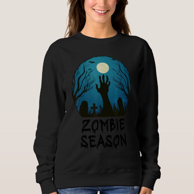 Zombie Season Moonlit Graveyard Scary Kids Boys A T Shirt (Framsida)