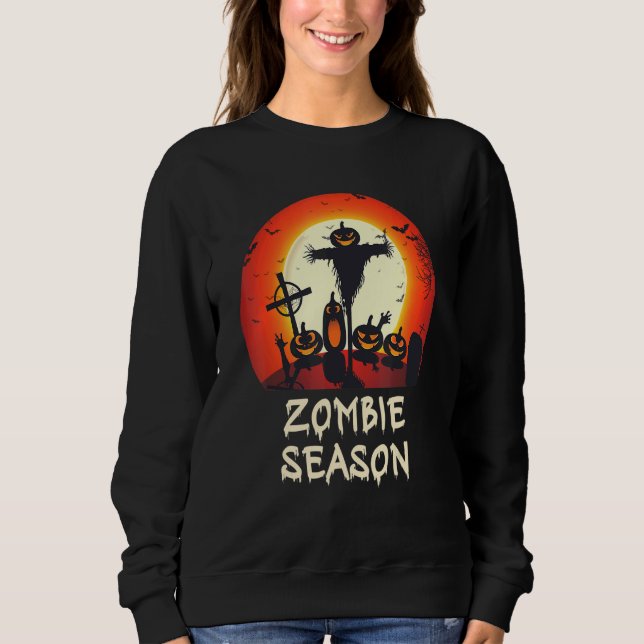 Zombie Season Moonlit Scary Graveyard Kids Boys A T Shirt (Framsida)