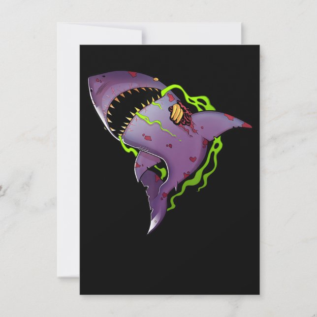Zombie Shark - Coola Scary Illustration Inbjudningar (Framsida)