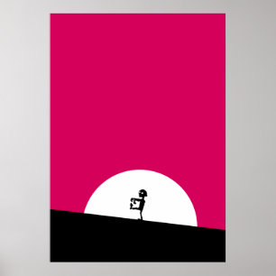 Zombie Silhouette med Full Moon Poster
